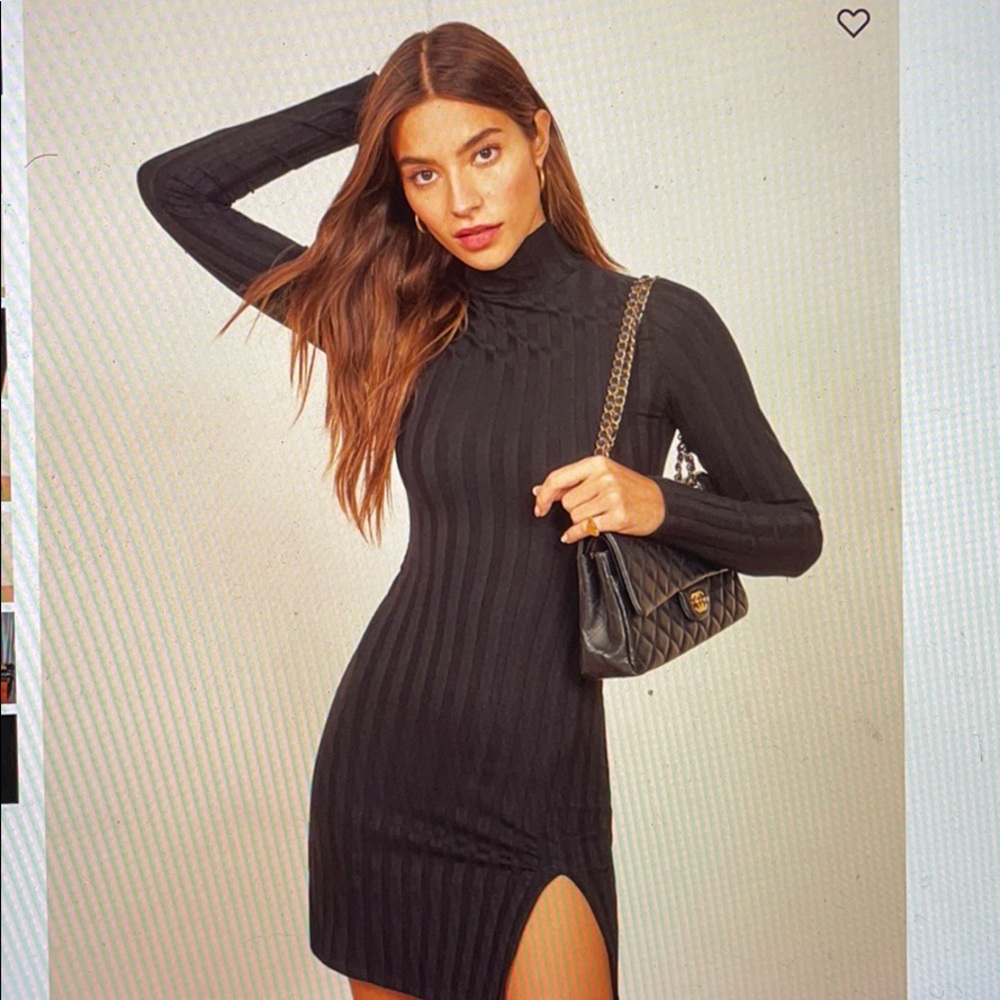 Reformation Libra Dress - black turtleneck